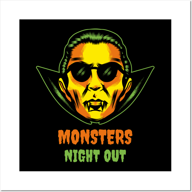 Monsters Night Out Creepy Halloween Gift Wall Art by BarrelLive